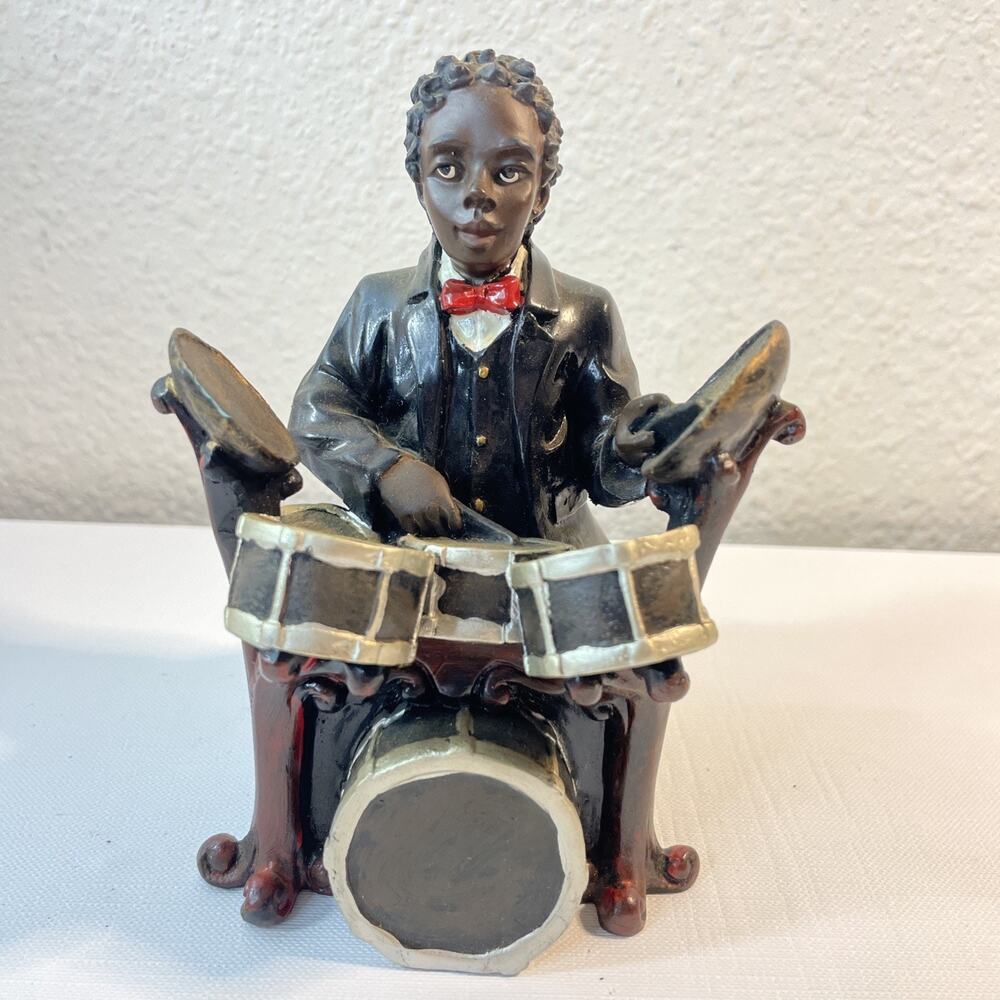 African American Jazz Drummer Musician Figurine